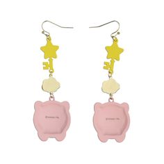 Dive into the charming universe of Kirby with our delightful Kirby Character Dangle Earring Set. great for fans of the beloved video game franchise, these earrings incorporate three key elements of Kirby's world: Kirby himself, a game key, and a cloud, all interconnected to create a playful dangle earring. The charms are made of great zinc alloy, ensuring durability and longevity while maintaining a lightweight feel for comfortable wear. The earrings are secure with a fishhook closure, allowing Character Jewelry, Kirby Character, Kirby, Easy Wear, Fashion Earrings, Zinc Alloy, Video Game, Earring Set, Gender Female