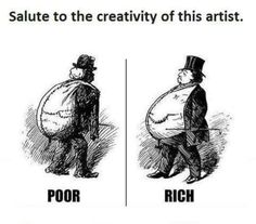 an image of two cartoon characters with the caption saying, salute to the creativity of this artist poor rich rich