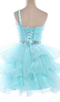 One-Shoulder Ruched Beaded Short Homecoming Dress. Party Dress, Graduation Dress Featuring Ruffled S on Luulla Light Blue Homecoming Dress, Dress Short Prom, Homecoming Dress Short, Mini Homecoming Dresses, Short Prom Dresses, Dress Graduation, Blue Homecoming Dresses, Make Your Own Dress, Short Homecoming Dress