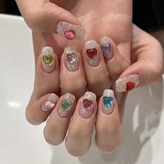 Multicoloured Nails, Idol Nails, Hello Nails, Soft Nails, Kawaii Nails, Nails Desing, Cute Nail Designs, Chic Nails