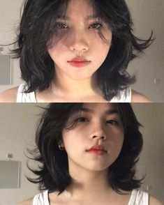 Tomboy Wavy Haircut, Asian Short Hair No Bangs, Short Hair Ideas For Chubby Face, Short Hair For Wavy Frizzy Hair, Curly Short Hair Korean, Short Curly Hair Korean, Hair Korean Style Short, Short Hair Chubby Girl, Chubby Girls With Short Hair