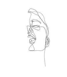 a line drawing of a man's face with his head tilted to the side