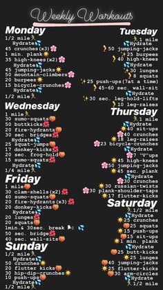 a black poster with the words monday, wednesday and friday