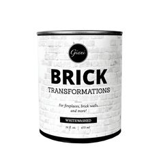 a can of white brick paint on a white background