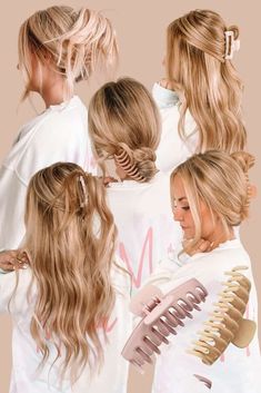 Summer Easy Hairstyles, Hairstyles 2000s, Easy Claw Clip Hairstyles, Hairstyles Long Hair, Claw Clip Hairstyles, Hair Clip Hairstyles, Easy Trendy Hairstyles, Updo Bun, Hairstyles Quick