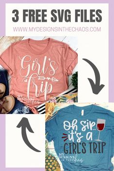 Free Girls Trip SVG Files - My Designs In the Chaos Travel Tshirt, Silhouette Tutorials, Girls Trip Shirts, Tshirt Business, Free Girl, T Shorts, Free Svg Files, Silhouette Cameo Projects, Girls Weekend