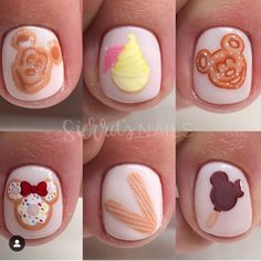 Disney Manicure, Disney Themed Nails, Disney Princess Nails, Adorable Nails, Minnie Mouse Nails