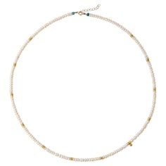 This delicate pearl necklace features a harmonious blend of classic elegance and contemporary style, elevating your look with refined charm and versatile beauty. 17" Total Length + 1.5" Adjustable Extension Freshwater Pearl 3mm x 4mm, From HangZhou China 22K Vermeil Bead 3mm x 4mm, From Viernam 14K Gold Clasp and Chain, From US Handmade in Westport CT. US Free Shipping 2-year warranty Pearl Delicate Necklace, Tiny Pearl Necklace, 22k Gold Necklace, Hangzhou China, Westport Ct, Bracelet Love, Ball Necklace, Modern Necklaces, Hangzhou