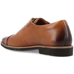 A classic oxford with an asymmetrical detail for a modern twist the Odin by Thomas & Vine. This genuine leather dress shoe features a 6 mm Tru Comfort Foam� footbed and an ExtraLight� outsole for extra support and comfort. Supple genuine leather and a lace-up closure finish this upscale look. Office Derby Shoes With Oxford Style And Round Toe, Leather Wingtip Oxfords For Workwear, Business Wingtip Oxfords With Leather Footbed, Wingtip Oxfords With Leather Footbed For Office, Business Oxfords With Leather Footbed And Wingtip, Office Wingtip Oxfords With Leather Footbed, Wingtip Leather Shoes For Work, Workwear Plain Toe Oxfords With Stitched Sole, Leather Oxford Shoes With Moc Toe For Work