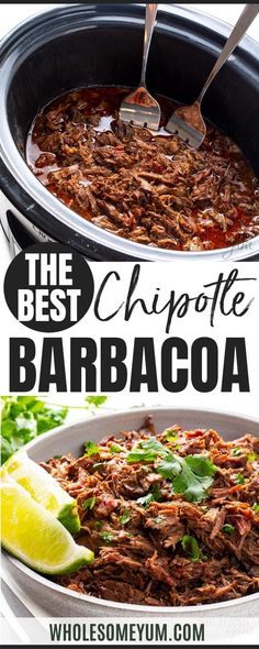 the best chipotie barbacoa recipe is in this slow cooker