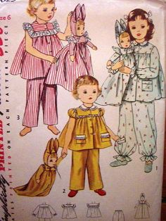 Girls Pajamas Pattern, 1950s Girls, Vintage Pajamas, Girls Pjs, Childrens Sewing Patterns, Vintage Toddler, Sewing Patterns Girls