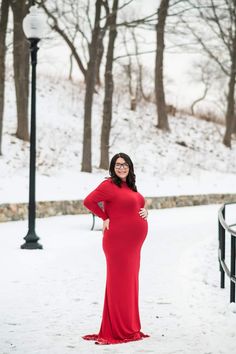 Capture your maternity glow with this stunning red winter maternity gown. Perfect for a photoshoot. Create magical memories in this beautiful gown and preserve them forever. Elegant Red Long Sleeve Maternity Dress, Elegant Long Sleeve Maternity Gown, Long Sleeve Maternity Gown, Long Sleeve Maternity Dress For Wedding, Winter Maternity Outfits, Maternity Gown, Winter Maternity, Maternity Outfits, Maternity Gowns