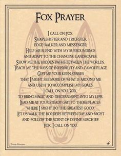 the poem for fox prayer on parchment paper