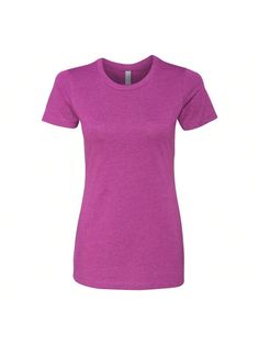 4.3 oz./yd, 60/40 combed ringspun cotton/polyester, 32 singles. Fabric laundered . Set-in CVC 1x1 baby rib collar. Side seams. Tear away label.Womens CVC T-Shirt (Lush) Hot Pink         Women Clothing, size features are:Bust: ,Length: ,Sleeve Length: Fitted Plain Cotton T-shirt, Fitted Purple Cotton T-shirt, Heather Cotton Short Sleeve Tops, Heather Cotton T-shirt With Relaxed Fit, Purple Tops, Womens Fall, Maternity Bag, Socks Women, Black Stripes