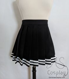 Knife Pleat Skirt with Stripe- This pleated skirt is made in a popular style for anime-style school uniform skirts. It is available in any size and color with one or two stripes. The skirt is made from high quality 100% cotton fabric and closes in the back with an invisible zipper. Add a Matching Face Mask to Your Order! The masks ship in 1-2 days and you can preview the fabric in your color preference. https://www.etsy.com/listing/788750961/washable-face-mask-layered-pleat-face The skirts are s Black Accordion Pleated Skirt For Summer, Fitted Pleated School Skirt, Stretch Pleated Skirt For School With Lined Skirt, Stretch Pleated Skirt For School With Lining, Stretch Pleated Skirt With Lining For School, Stretch Pleated Skirt With Lined Detail For School, Fitted Tiered Skirt For School, Fitted Accordion Pleats Skirt For School, Black Tiered Skirt With Accordion Pleats