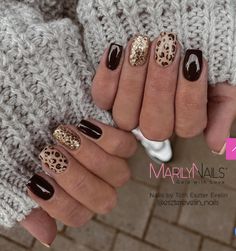 Leopard Glitter Nails, Glitter Leopard Nails, Leopard Nail Designs, Cheetah Nail Designs, Cheetah Nails, September Nails, Fall Nail Trends, Fall Gel Nails, Leopard Print Nails