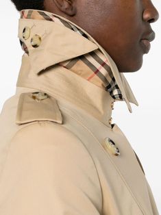 medium beige cotton gabardine weave classic collar throat latch epaulettes long sleeves belted cuffs belt loops detachable belt two side button-fastening pockets buttoned central rear vent straight hem Vintage Check-pattern lining double-breasted button fastening This item is in size 6 and the color is Beige Cotton Trench Coat, Burberry Trench Coat, Trench Jacket, Vintage Burberry, Leather Cap, Boot Pumps, Burberry Women, Sneaker Heels, Emilio Pucci