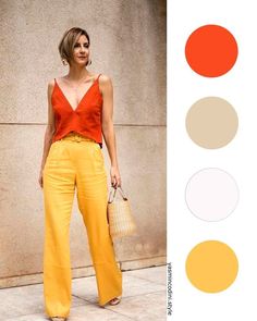 Colors That Go With Orange Clothes, Trending Colours 2024, Color Outfit Combinations, Contrast Outfit, Color Outfits, Orange Color Palettes, Colour Combinations Fashion, Color Combos Outfit, Color Blocking Outfits