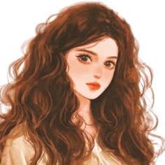 a drawing of a woman with long brown hair