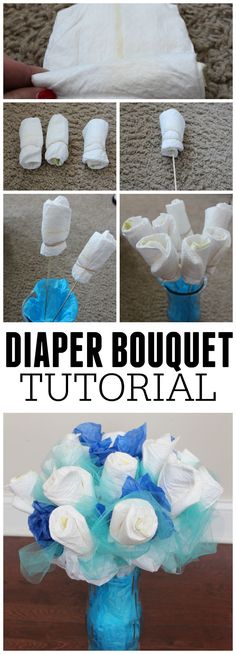 the instructions for how to make diaper bouquets