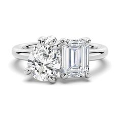 This extraordinary ring beautifully blends the timeless elegance of the emerald cut with the graceful allure of the pear cut. The Toi et Moi design, meaning "You and Me" in French, perfectly captures the essence of a shared journey and a union of two souls. The prominent emerald-cut and pear-cut moissanite stones, totaling 4 carats, create a harmonious and eye-catching display of brilliance. Crafted with meticulous attention to detail, this engagement ring is available in a selection of fine met Pear Cut Engagement Ring, Pear Cut Engagement Rings, Romantic Rings, Beautiful Symbols, Pear Ring, Moissanite Engagement Ring Solitaire, Round Engagement Rings, Engagement Rings Platinum, Three Stone Engagement