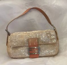 Fendi Sequin Baguette Sequins Ombré Strap & Accents | eBay Fendi Bag, Fendi Baguette, Baguette Bag, Light Peach, Peach Pink, Fendi Bags