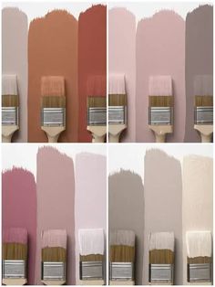 four different shades of pink paint on a wall