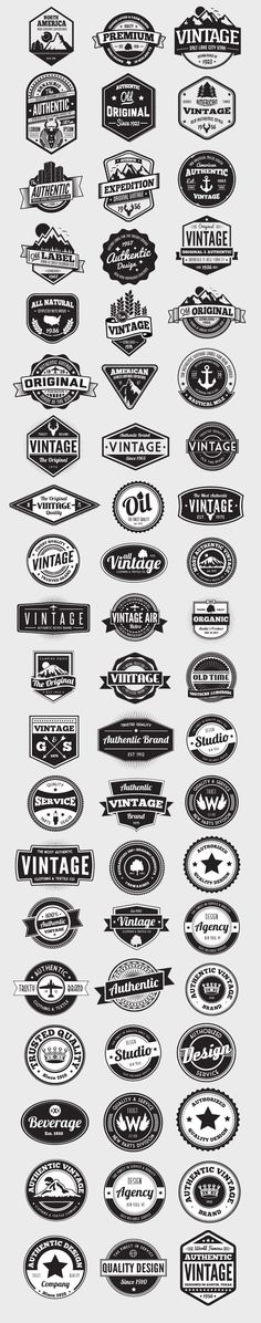 a large collection of black and white labels