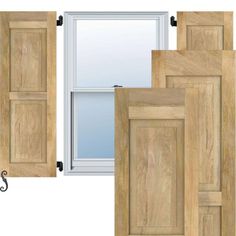 three different types of wooden doors and windows