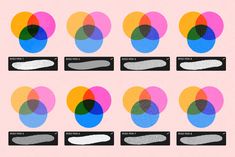 an image of different colored circles on a pink background