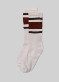 The Retro Stripe Red Socks, Wool Accessories, Orange Texas, Sock Drawer, Watch Cap, Retro Stripes, Foot Bed, Striped Socks, Royal Red