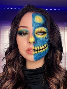 Starry Night Makeup, Van Gogh Skull, Makeup Creative, Desain Buklet, Top Nails