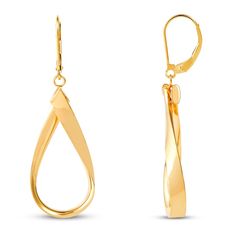 Stylish ribbons of gold delicately wrap around to create these vibrant pear-shaped women's drop earrings. 14K Yellow Gold Secures with euro wire backs. From the Italia D'Oro Collection Exclusively at Jared®. Gold Teardrop Earrings In 14k Gold, Elegant Formal Teardrop Earrings With French Hook, Fine Jewelry Teardrop Earrings For Formal Occasions, Elegant Yellow Gold Teardrop Earrings For Anniversary, Gold Teardrop Earrings Fine Jewelry For Formal, Gold Teardrop Earrings Fine Jewelry For Formal Occasions, Gold Teardrop Earrings For Formal Occasions, Formal Teardrop Earrings With Ear Wire, Modern Yellow Gold Teardrop Earrings For Formal Occasions