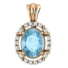 14KT White, Yellow, or Rose Gold 1.70 CT Oval Aquamarine and .17 CTW Round Brilliant Diamond Oval Halo Pendant. Gold Gemstone Necklace, Diamond Pendant Jewelry, Oval Jewelry, Gold Topaz, Aquamarine Pendant, Halo Pendant, Aquamarine Jewelry, Oval Pendant, Natural Aquamarine