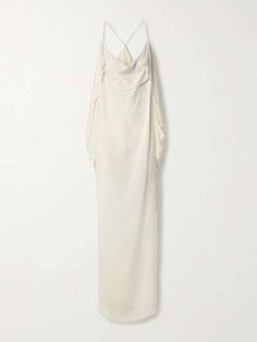 KHAITE Dandora draped silk-gerogette midi dress | NET-A-PORTER White Silk Crepe Formal Dress, Formal White Silk Crepe Dress, Elegant White Silk Crepe Dress, Flat Dress Shoes, Floral Dresses Short, Dress Flats, Exclusive Dress, Skincare Tools, Shoe Print