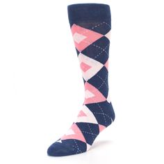 Add a bold, classic flare to your bridal party with these flamingo, blush, petal pink and navy argyle wedding socks. These handsome, colorful and unique wedding socks are sure to bring out the best in your groomsmen. The understated blush hue brings out the bridal party glow, softly accenting whimsical weddings everywhere. Whether you perfectly match the soft pink bridesmaid dresses or give a well-deserved nod to the floral arrangement, petal is the color of love and it is here to stay. Navy is Pink Groomsmen, Blue Groomsmen, Pink Wedding Colors, Groomsmen Socks, Tall Socks, Wedding Socks, Argyle Socks, Mens Dress Socks, Wedding Groomsmen