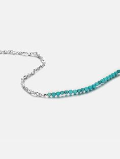 Introducing our Natural Turquoise Nugget Beaded Necklace! This versatile piece adds a touch of bohemian charm to any outfit. Handcrafted with s925 silver metal, the necklace features a mix of round turquoise beads and irregularly shaped silver nuggets, creating a unique and eye-catching design. The calming properties of the turquoise stones bring a sense of peace and tranquility to the wearer. You can layer it with other necklaces or wear it solo for a minimalist look. Embrace the natural beauty Turquoise Beaded Chain Lariat Necklace, Turquoise Lariat Necklace With Beaded Chain, Turquoise Gemstone Beaded Necklaces In Sterling Silver, Turquoise Gemstone Beads Necklace In Sterling Silver, Turquoise Lariat Beaded Necklaces, Sterling Silver Turquoise Beaded Necklaces, Turquoise Sterling Silver Jewelry With Tiny Beads, Silver Turquoise Necklace With Round Beads, Silver Turquoise Necklace With Round Beaded Chain