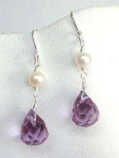 Pearl Purple, Purple Jewelry, Handmade Jewelry Diy, Amethyst Purple, Jewelry Diy, Diy Earrings, Scarlet, Hanukkah