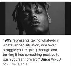 a man with dreadlocks looking up at the sky and saying, 999 represents taking whatever lil, whatever bad situation, whatever struggle you're going through