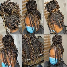 Shorts Braids With Curls, Shorts Braids For Black Women, Mixed Box Braids, Short Braids With Curls, Blk Hairstyles, Shorts Braids, Knotless Styles, Pretty Wigs, Knotless Braid