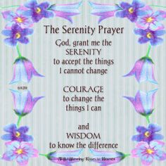 the serenity prayer with purple flowers