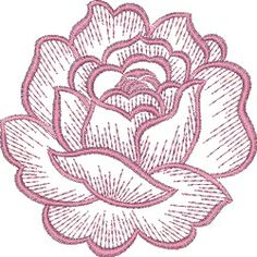 a pink flower is shown in the middle of an embroidery design on a white background