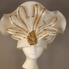 Ben Marc International Hat. White With Gold Trim And Rhinestone Embellishment. Fabulous! Great For Church, Teas Or Kentucky Derby Festivities! You'll Knock 'Em Dead! Elegant Embellished Hats With Curved Brim, Elegant Embellished Hat With Curved Brim, Elegant Costume Hat With Tall Crown For Party, Elegant White Hat With Rhinestones, Elegant Party Costume Hat With Tall Crown, Elegant Tall Crown Adjustable Hat, White Tall Crown Headpiece For Parties, Elegant White Rhinestone Headpieces, Elegant Mini Hats With Rhinestones For Weddings