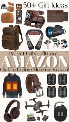 Explore over 50 incredible gift ideas for him on Amazon! From sophisticated leather backpacks and wallets to innovative gadgets like drones and telescopes, this collection has everything to impress. Keep him cozy with a heated jacket, help him stay organized with a wooden docking station, and elevate his audio experience with Beats headphones or a JBL speaker. Perfect for birthdays, holidays, or special occasions, these curated gifts blend style, functionality, and practicality. (contains affiliate link) #MensGiftGuide #GiftIdeasForHim #AmazonFinds #TechLovers #PracticalGifts #HolidayGiftGuide #LeatherAccessories #DronesAndTech #MensStyle #GiftShopping #UniqueGifts #CoolGadgetsForMen #AmazonGifts #ChristmasGifts #GiftsForHim Wooden Docking Station, Husband Best Friend, Cool Gadgets For Men, Heated Jacket, Innovative Gadget, Gift Box Template, Leather Backpacks, Gift For Brother, Telescopes