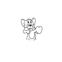 a drawing of a mouse holding a heart