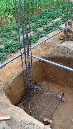 the foundation is being constructed for an outdoor garden