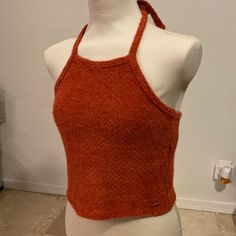 New Halter Cami Super Nice, I Have Two One Size:L And One Size:S Casual Solid Halter Neck Top, Orange Sleeveless Top For Winter, Casual Red Halter Neck Top, Trendy Orange Halter Neck Top, Peasant Crop Top, Lace Front Top, Coral Blouse, Wrap Crop Tops, Popover Shirt