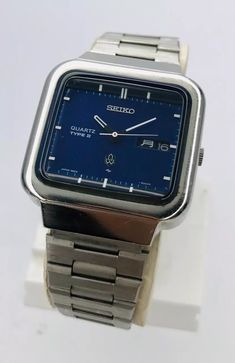 Vintage Seiko Type 2 Rare Blue Dial 4623-5000 Men's Quartz Watch | eBay Stylish Watches For Men, Aesthetic Watch, Weird Watch, Tissot Mens Watch, Casio Vintage Watch, Vintage Seiko Watches, Seiko Vintage, Current Aesthetic, Dope Jewelry Accessories