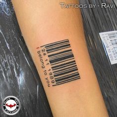 a bar code tattoo on the arm