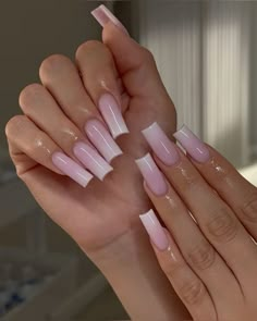 Pink And White Nails, Fake Nails Long, Nagel Tips, Short Square Acrylic Nails, Bling Acrylic Nails, Square Acrylic Nails, Fire Nails